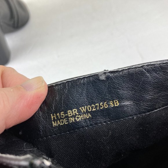 COLE HAAN Womens Sz 8 Black Leather Ankle Boots Block Heels Side Zip Buckle - Picture 11 of 13